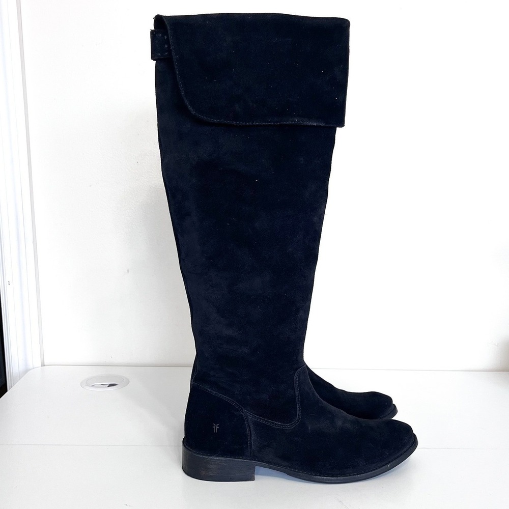 Frye Womens Over The‎ Knee Suede Boots Size 7 Black Western Riding Festival